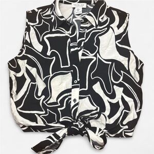 Rachel Zoe Monochrome Abstract Blouse